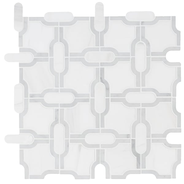 Msi Bianco Gridwork SAMPLE Polished Marble Mesh-Mounted Mosaic Tile ZOR-MD-0511-SAM - main
